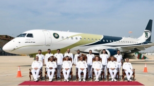 Photo of a Pakistan Navy Embraer Lineage 1000-E business airliner that will be converted into a Sea Sultan long-range maritime patrol aircraft.