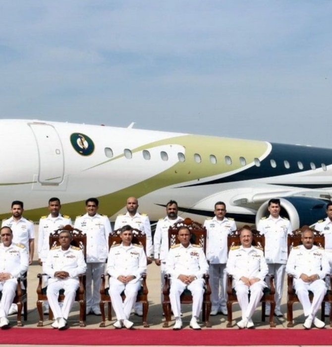 Photo of a Pakistan Navy Embraer Lineage 1000-E business airliner that will be converted into a Sea Sultan long-range maritime patrol aircraft.